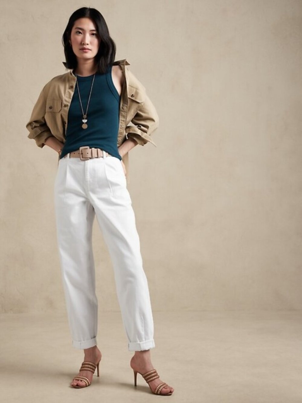 Banana Republic High Rise Balloon Jean White Womens 30 10 Tall Long Cotton 86538